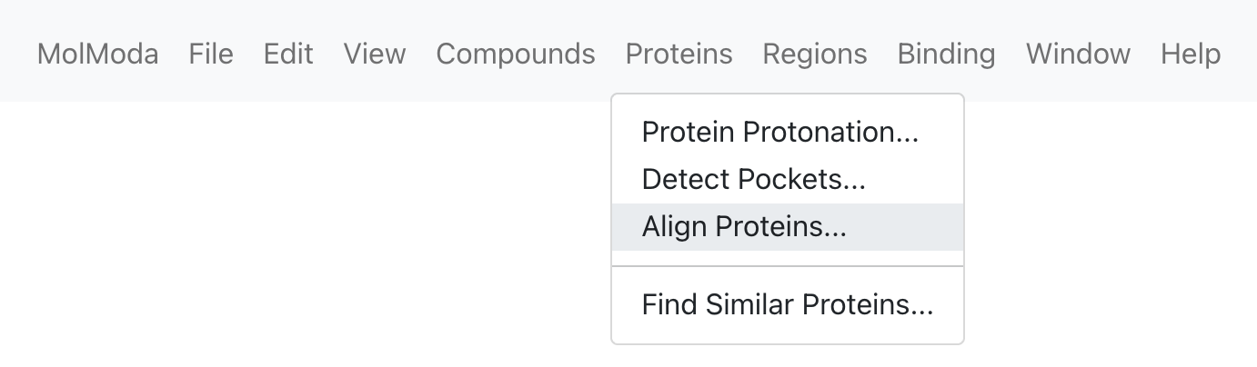 Menu location for Align Proteins