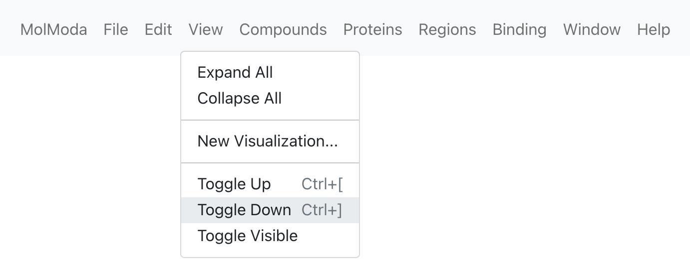 Menu location for Toggle Down
