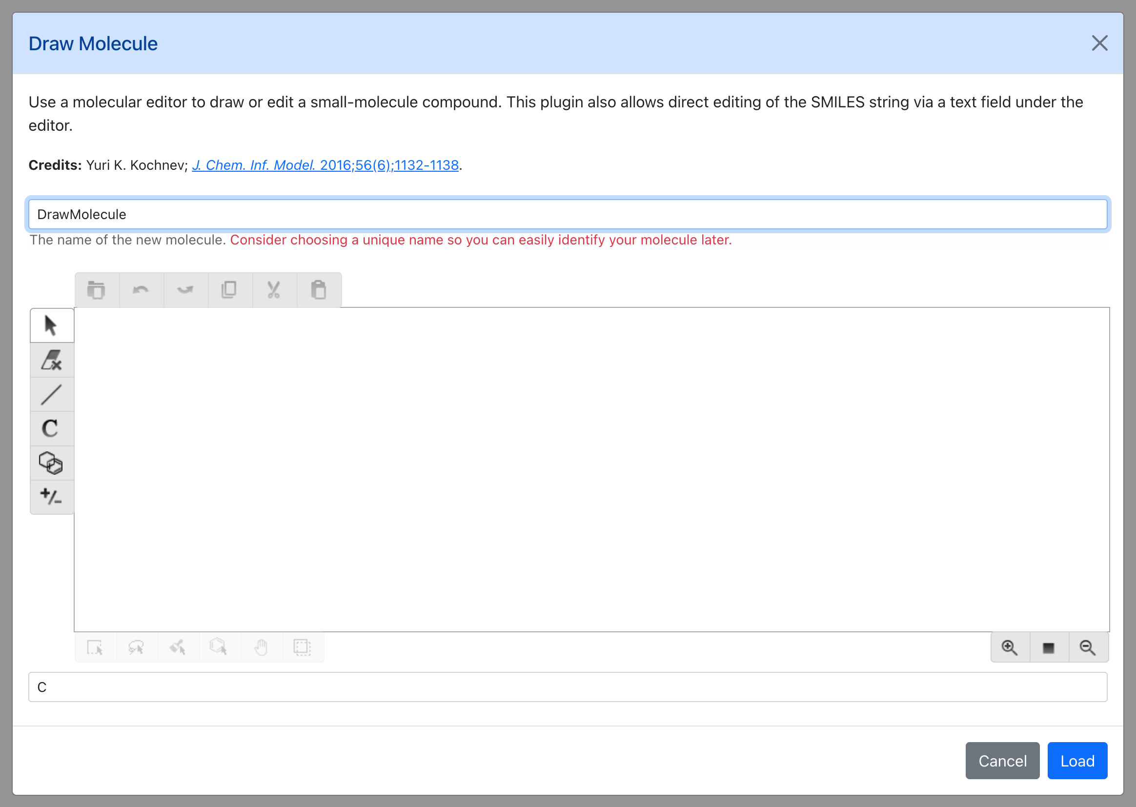 Dialog for Draw Molecule