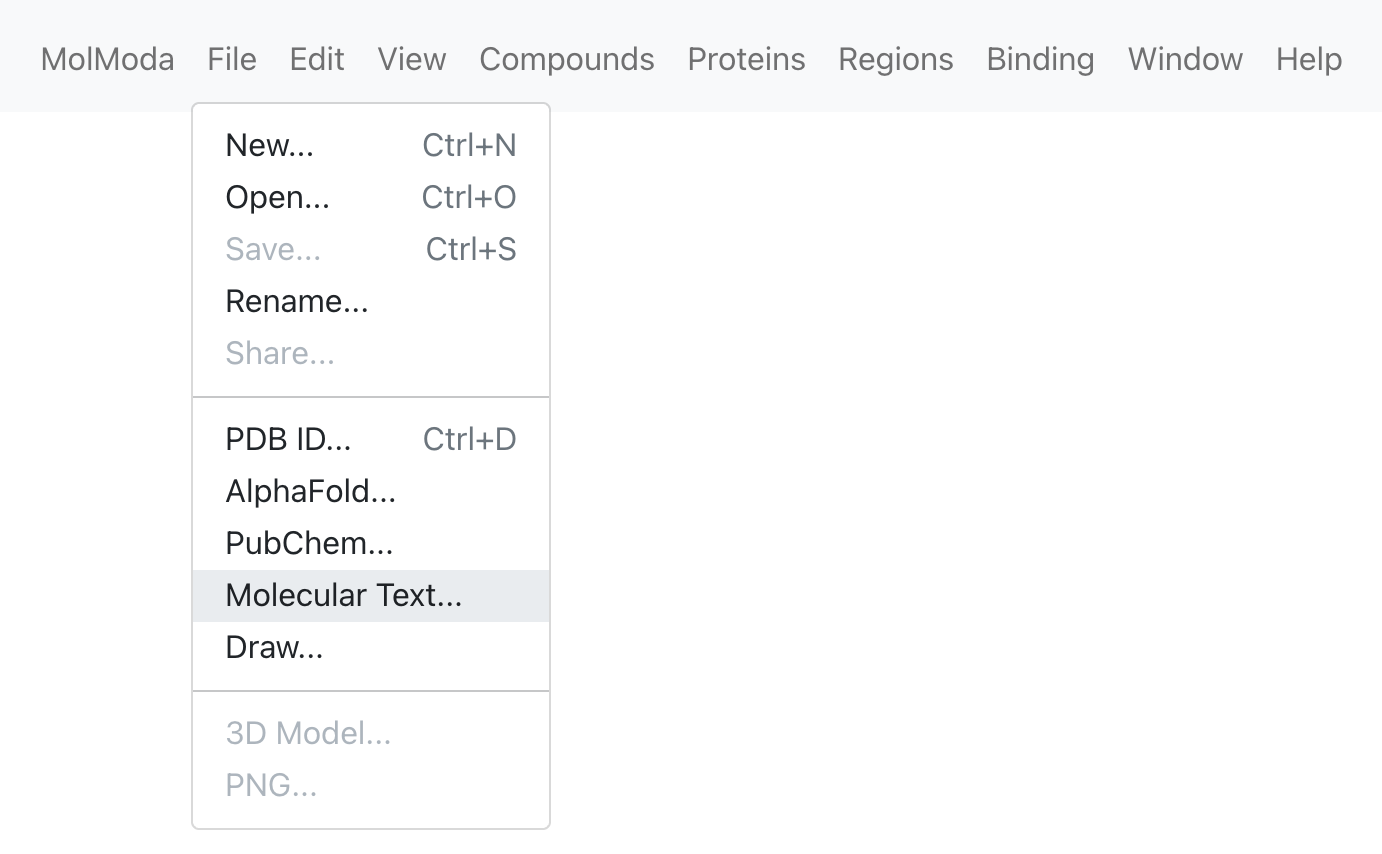 Menu location for Molecular Text