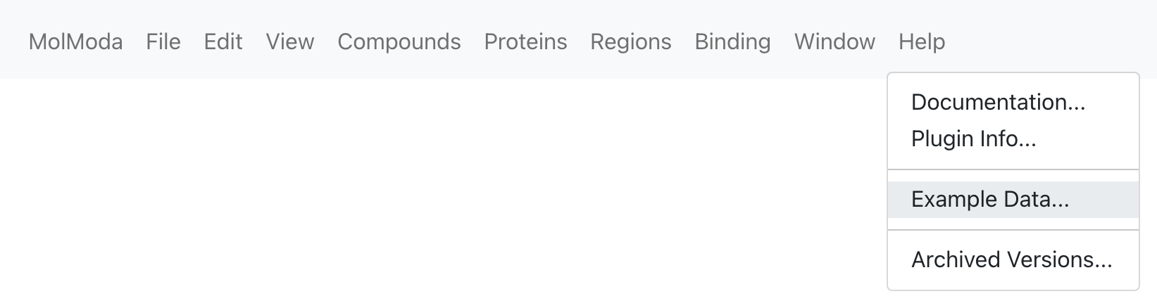 Menu location for Append Example Data