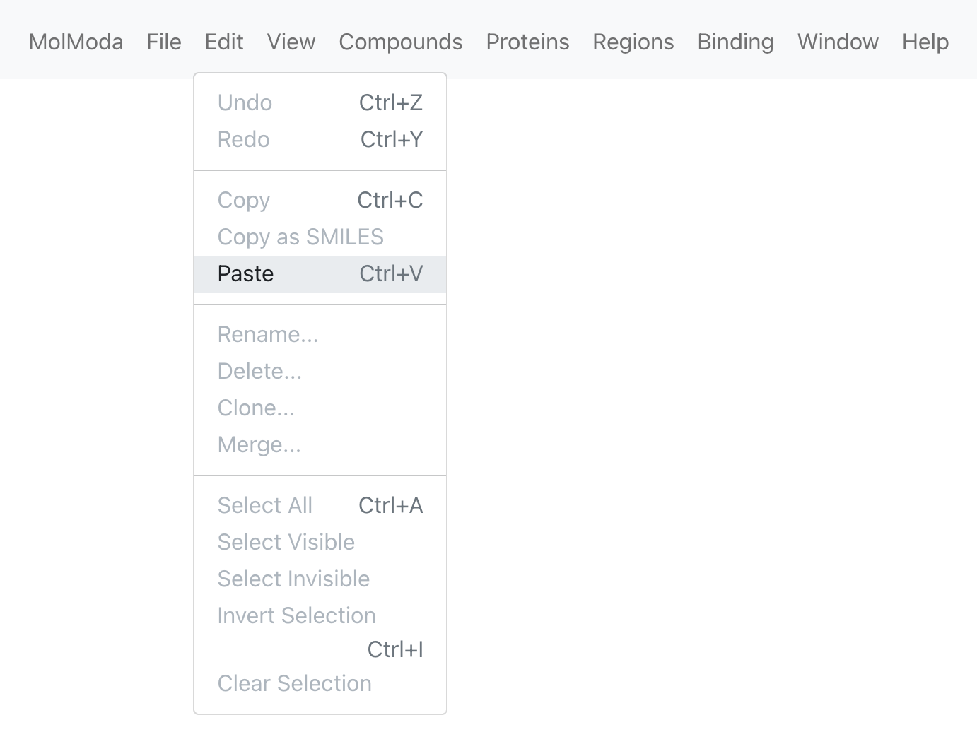 Menu location for Paste from Clipboard