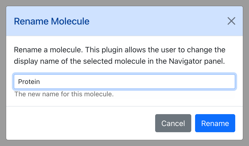 Dialog for Rename Molecule