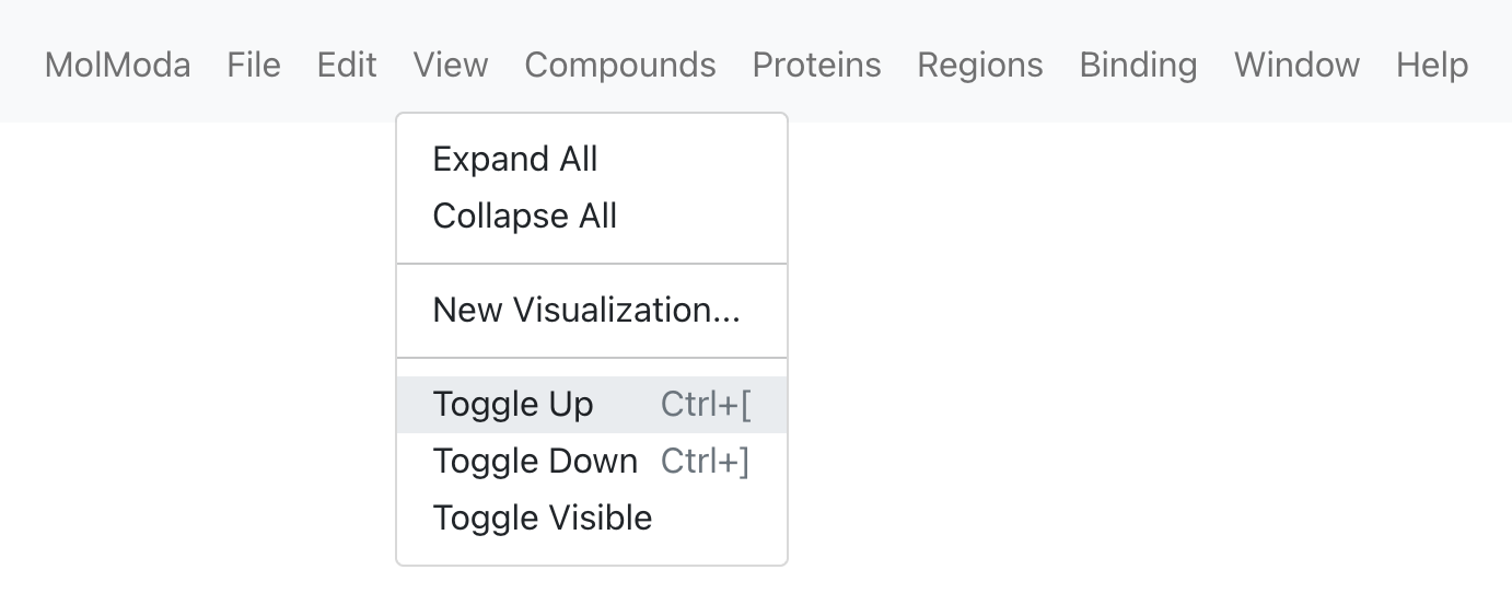 Menu location for Toggle Up